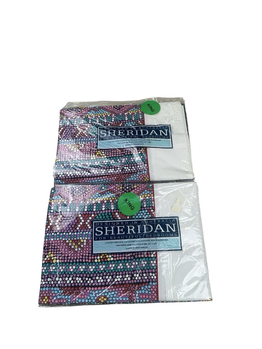 Vintage Sheridan Kalahari Sapphire King Pillowcases Lot 2 Sets NOS Australia